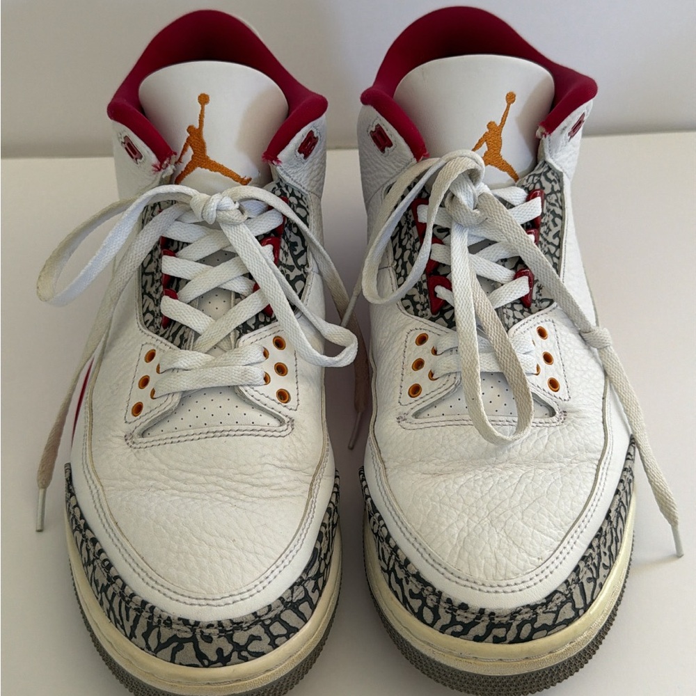 Nike Air Jordan 3 White Cement with Red Accents Size 12